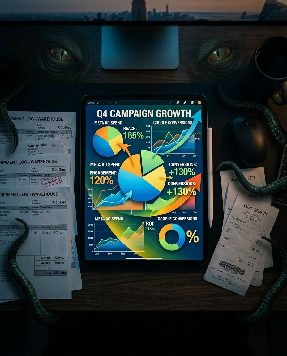 A growth chart trending upward, representing the inflated numbers stacked attribution dashboards produce