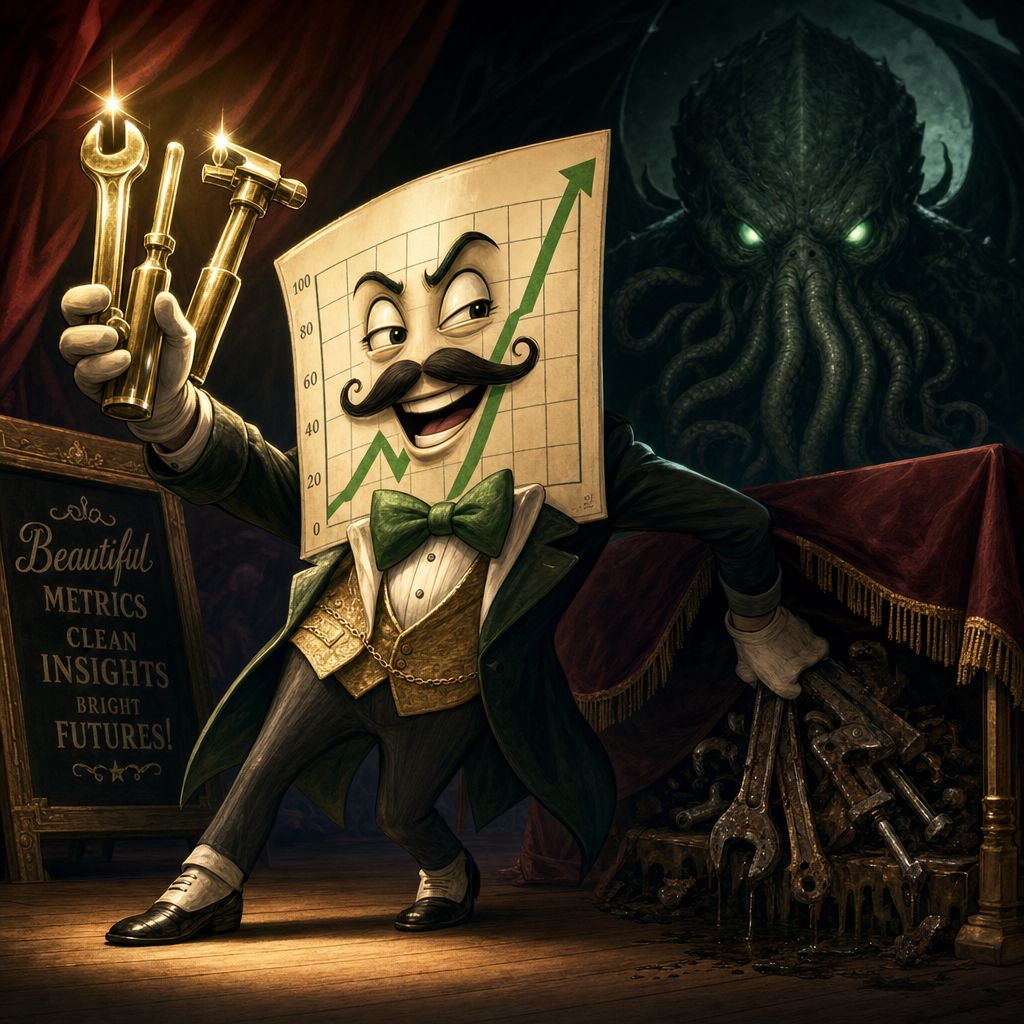 A magician performing a trick, representing the sleight of hand of vanity metrics